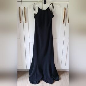 Cache Dress Womens M Black Open Back Spaghetti Strap A Line Maxi
